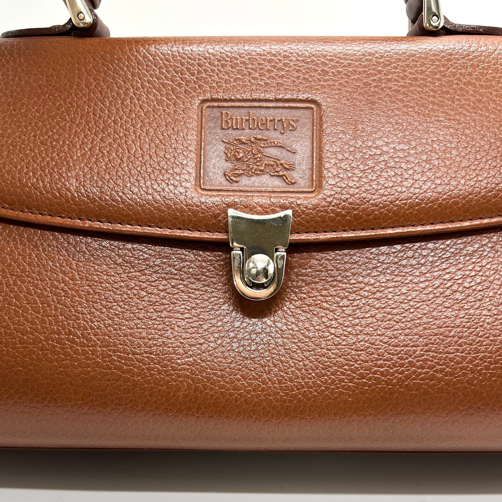 Burberry Vintage Top Handle Handbag - Brown, Leather