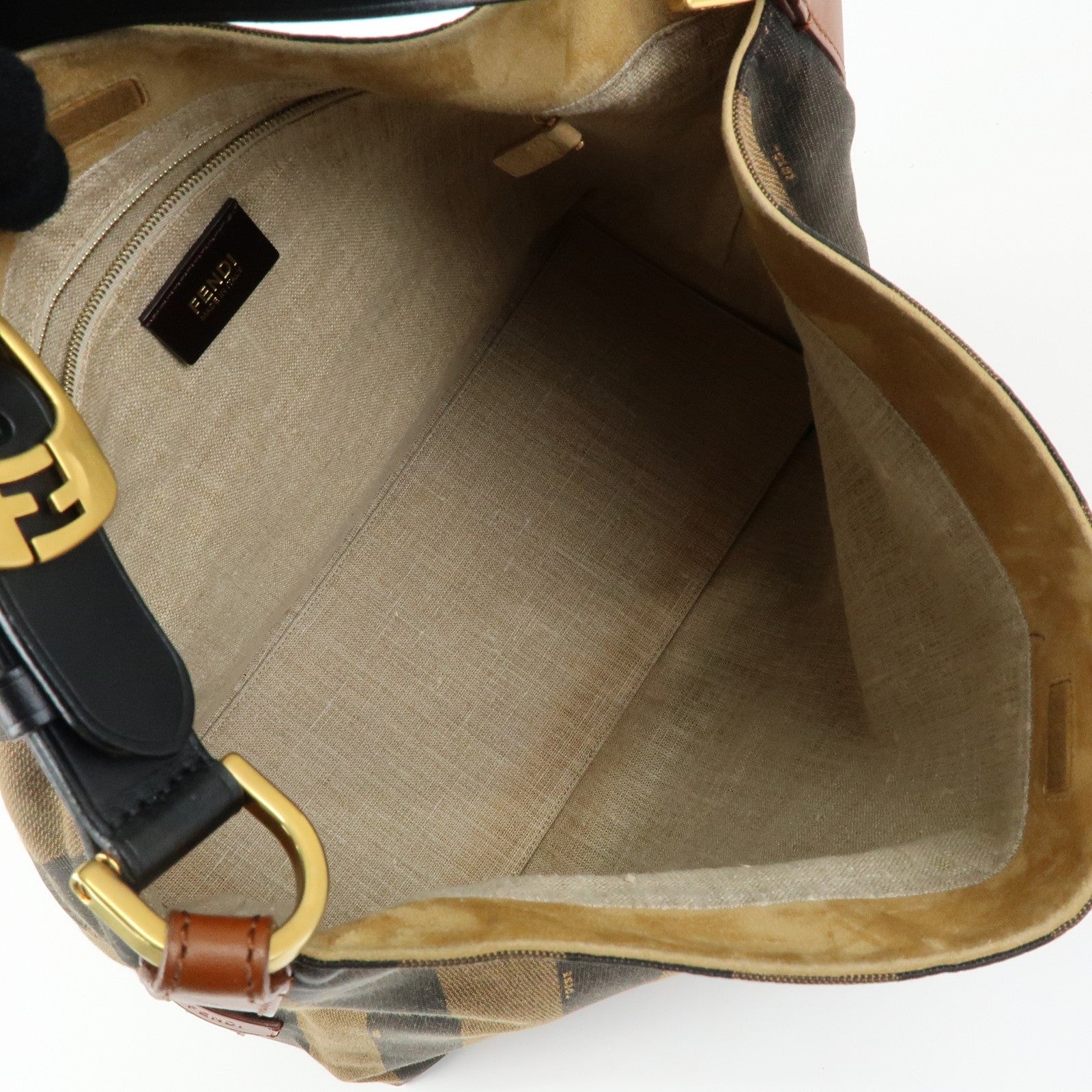 Fendi 8BR653 Shoulder Bag - Brown, Black, Canvas, Leather
