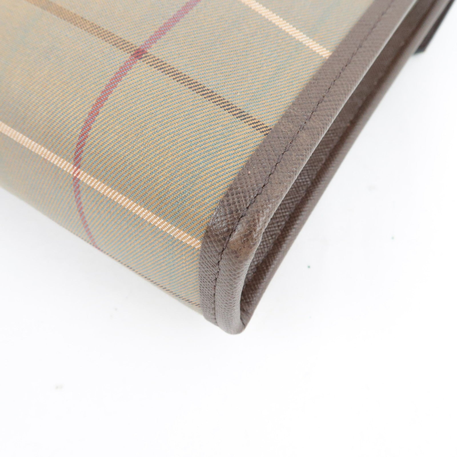 Burberry Plaid Clutch Bag - Khaki Brown, Canvas Leather