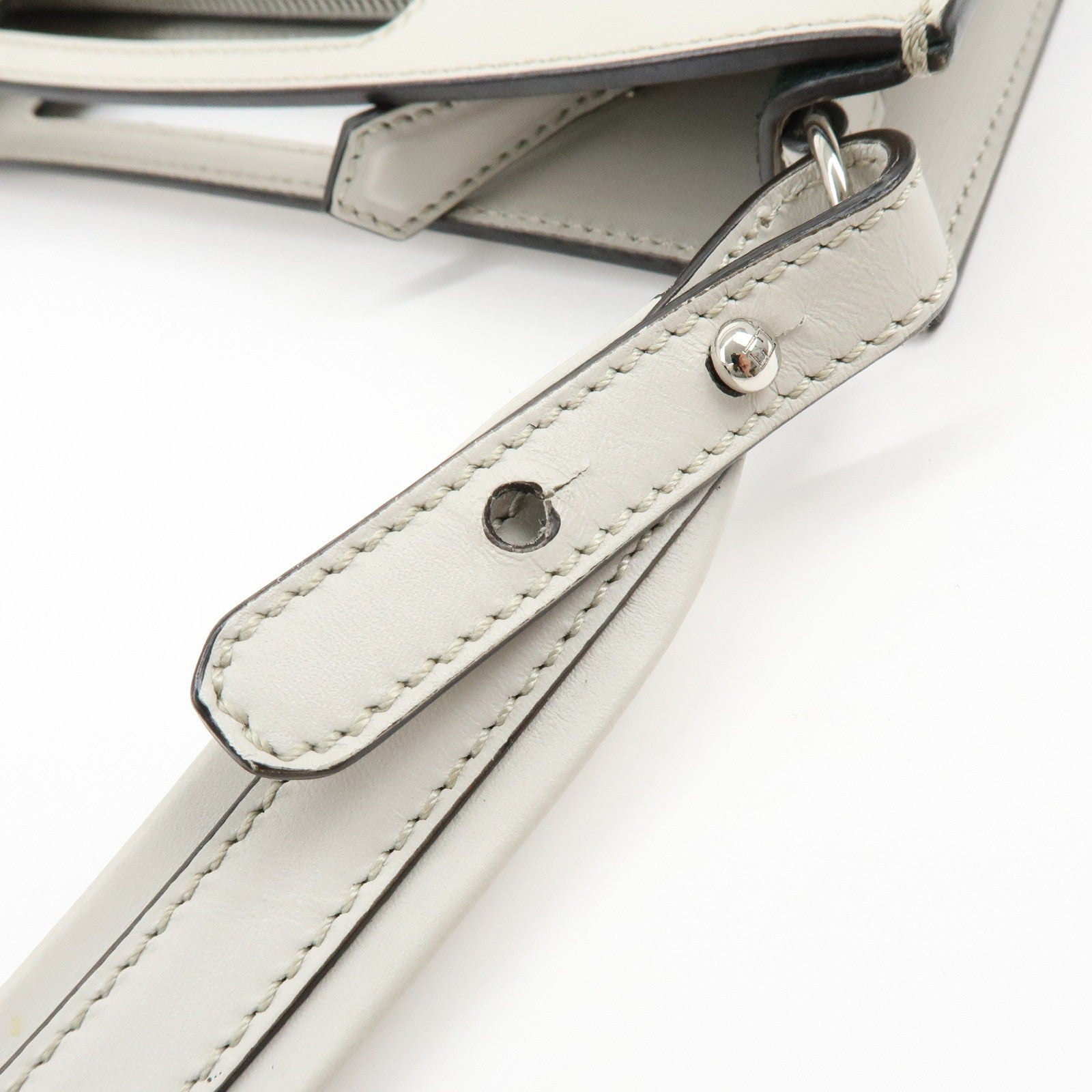 Fendi Logo Shoulder Bag - Light Grey, Leather