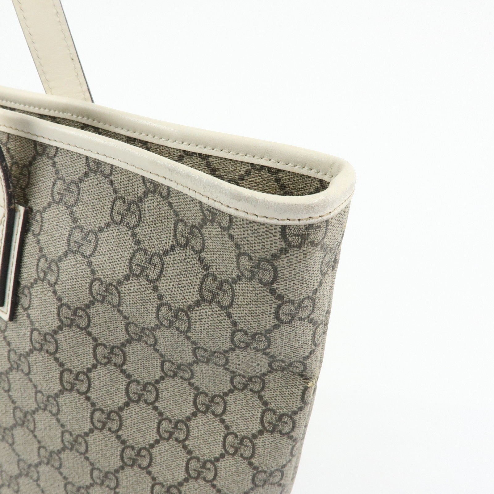 Gucci Tote Bag - Beige White, GG Supreme Leather