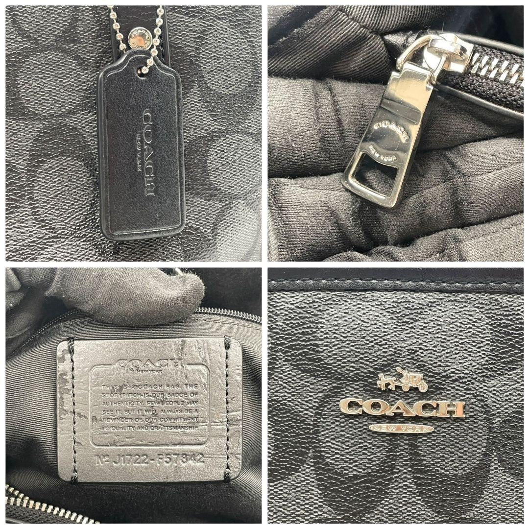 Coach Signature One Shoulder Tote Bag - Black, PVC