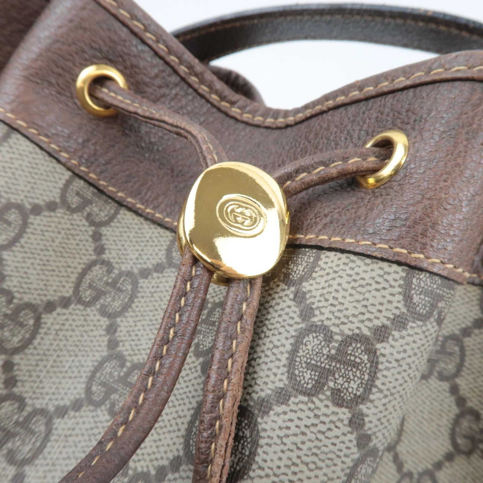 Gucci Sherry Line Bucket Shoulder Bag - Beige, GG Plus Leather