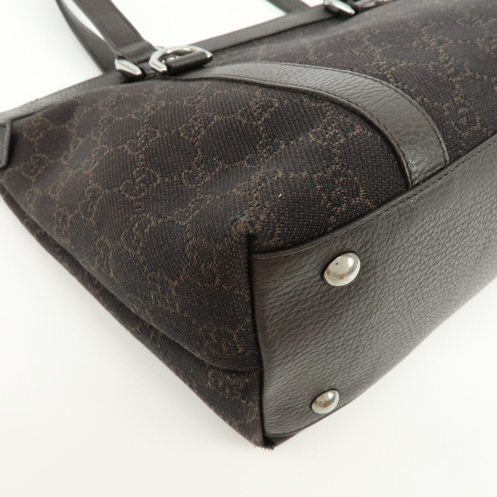 Gucci Abbey Tote Bag - Dark Brown, Denim, Leather
