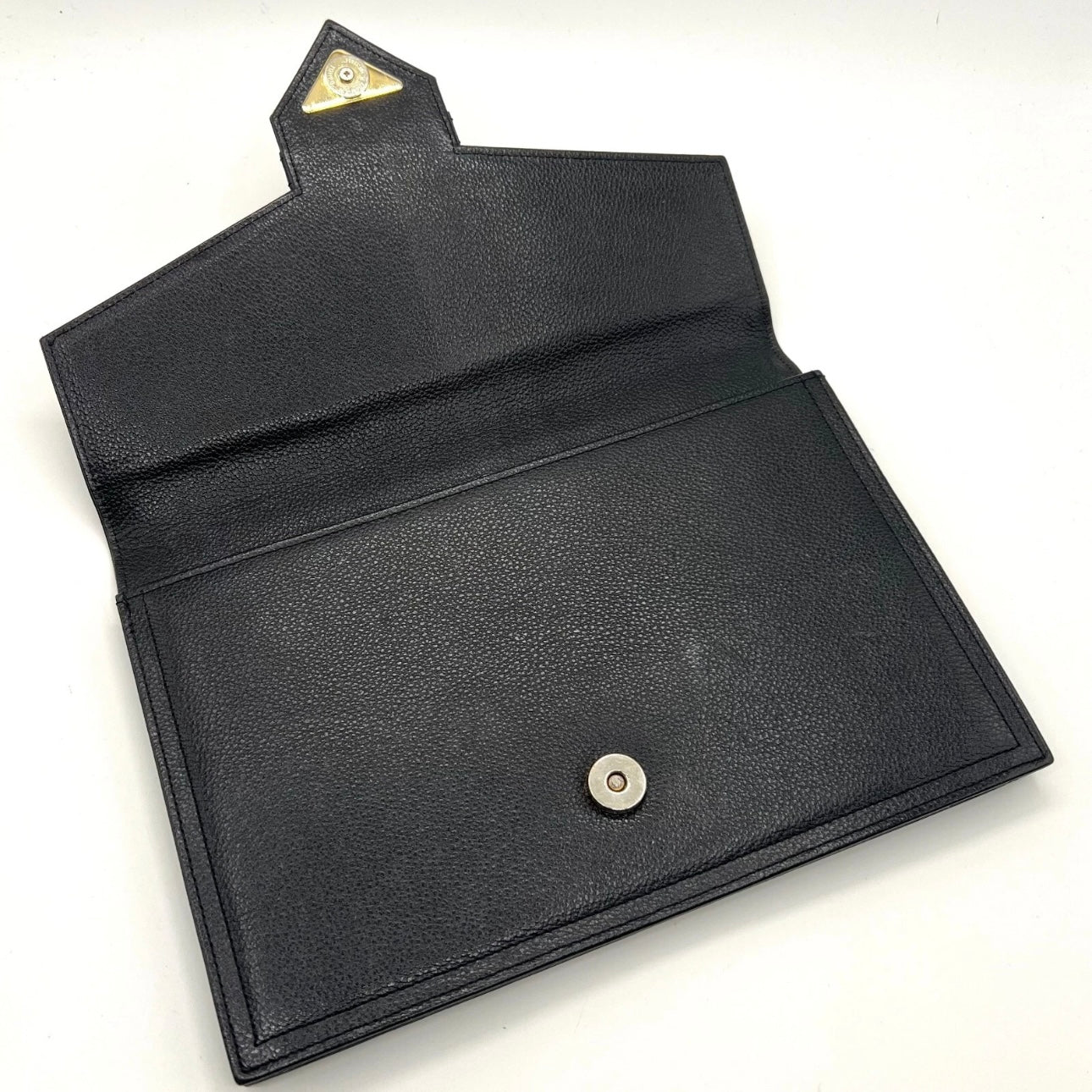 YVES SAINT LAURENT Clutch Bag Leather Black Vintage