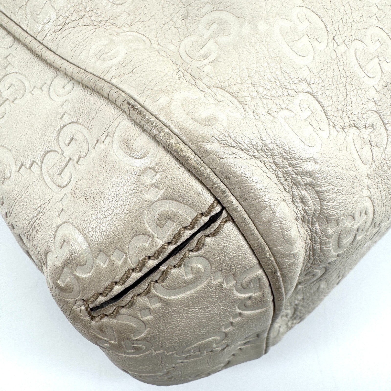 Gucci Tote Shoulder Hand Bag - White, Leather