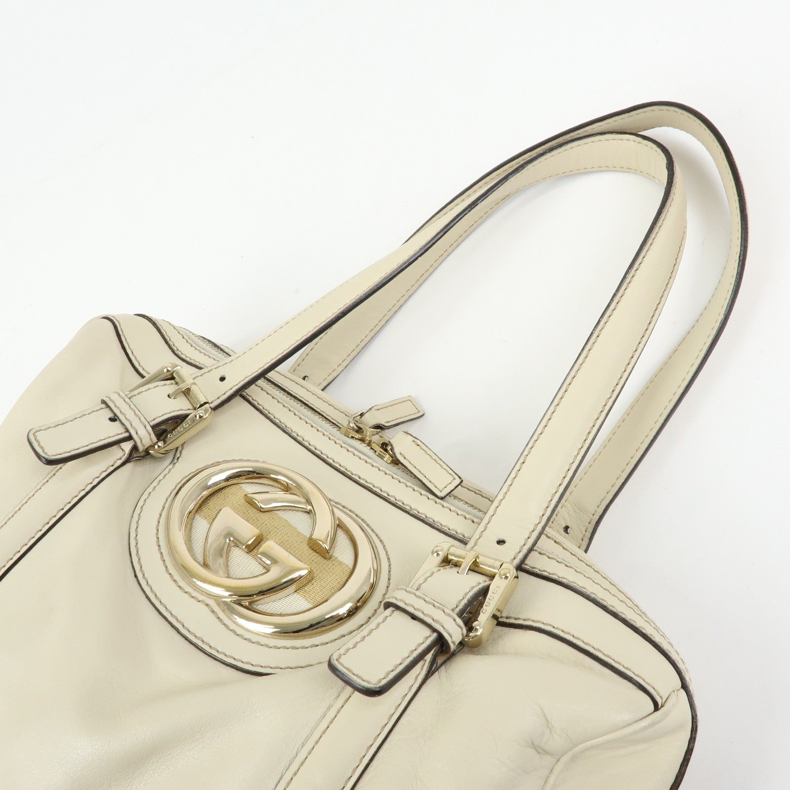 Gucci Interlocking G Sherry Boston Hand Bag - Ivory, Leather