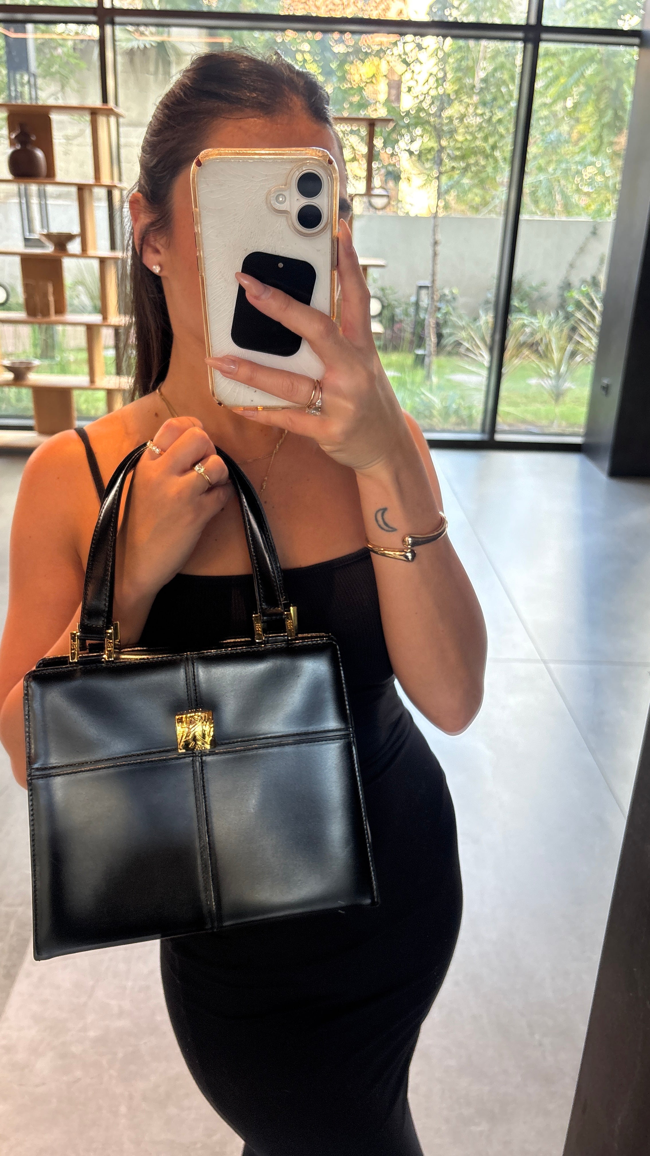 Saint Laurent Yves Shoulder Hand Tote Bag - Black, Leather
