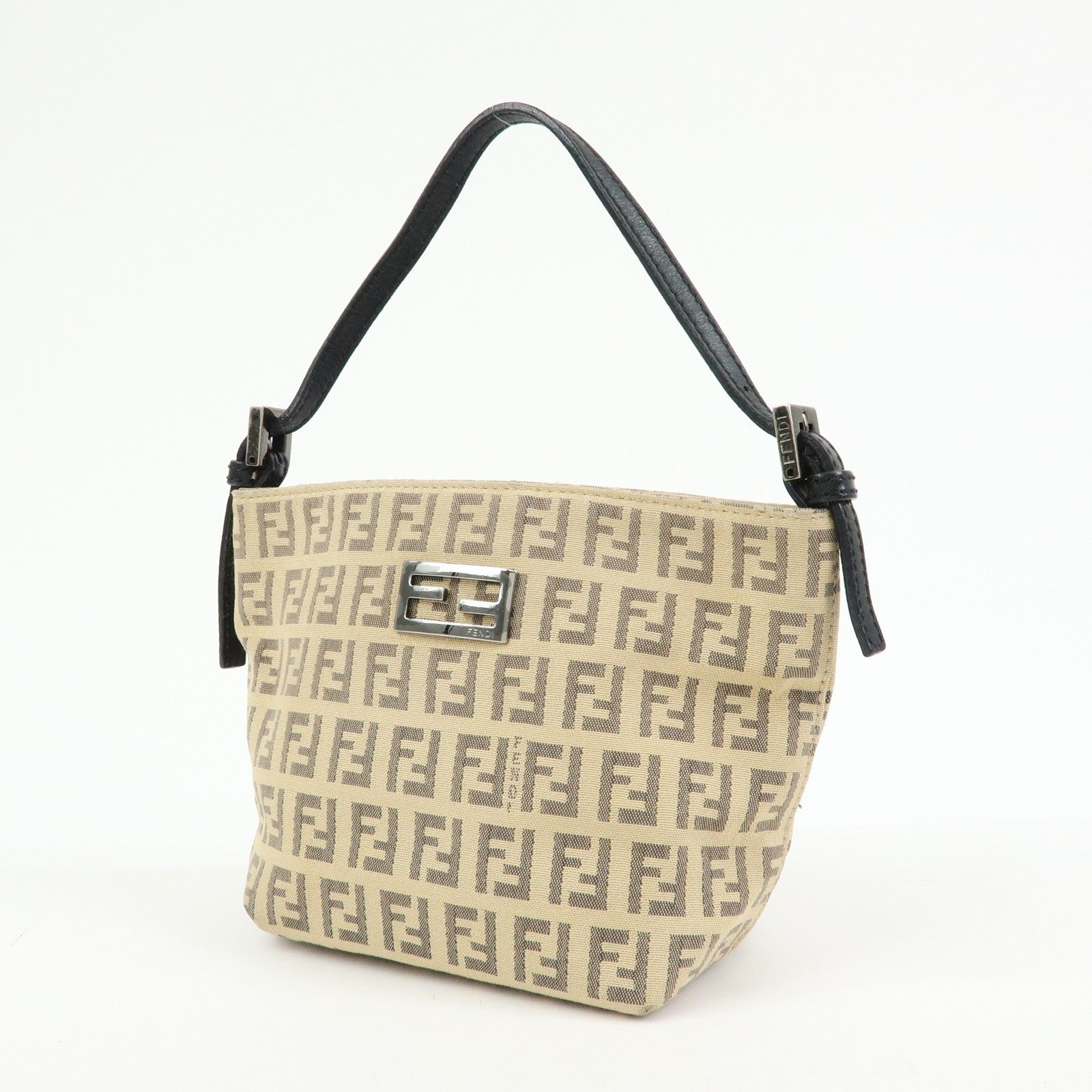 Fendi Hand Bag - Beige Black, Canvas Leather
