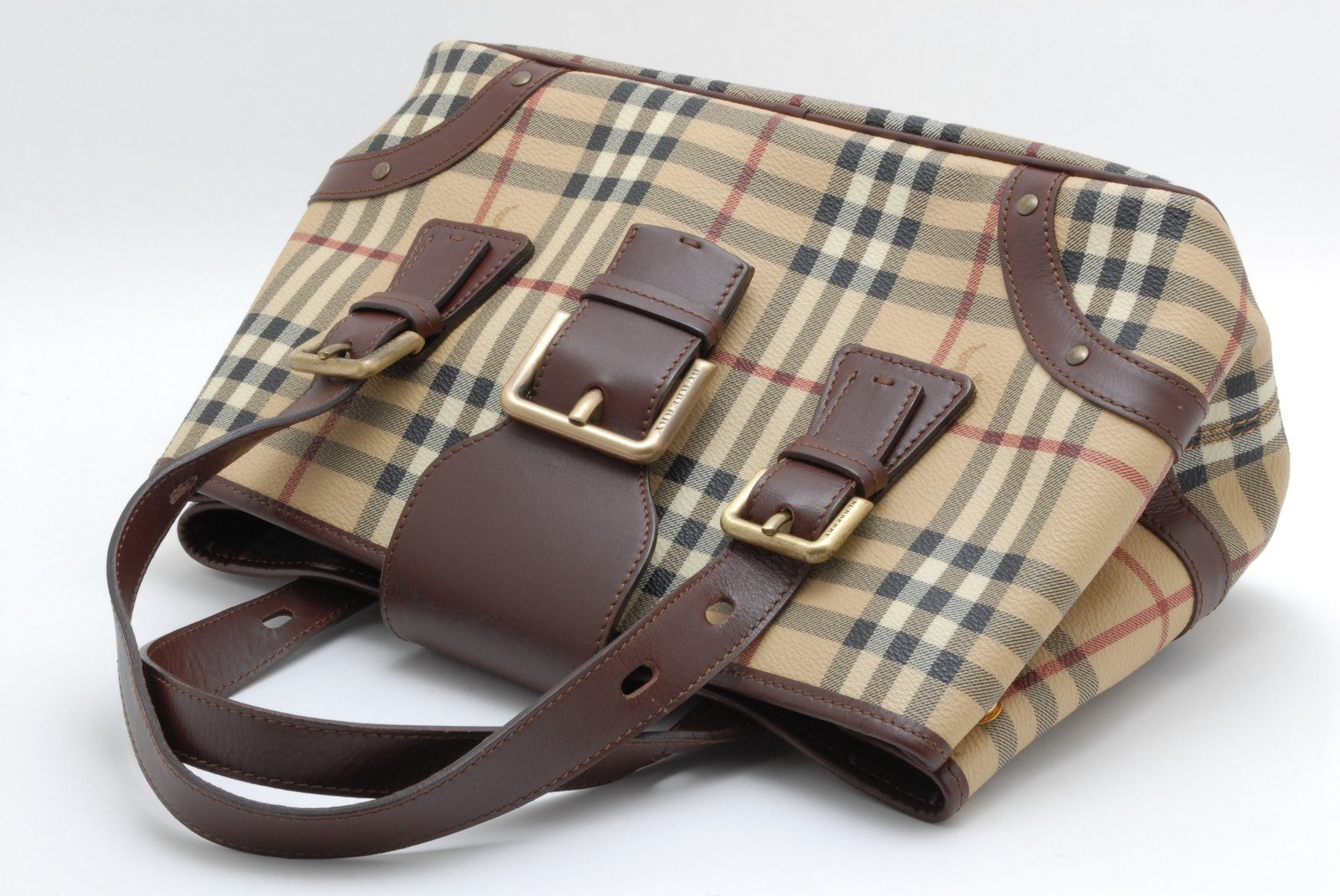 Burberry Nova Check Shadow Hand Tote Bag - Brown, Leather