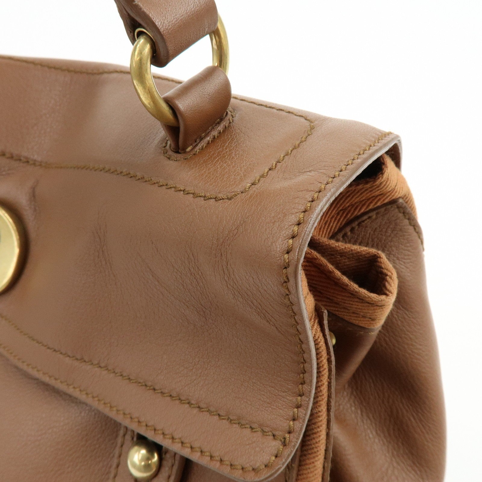 Saint Laurent Hand Bag - Brown, Leather and Canvas