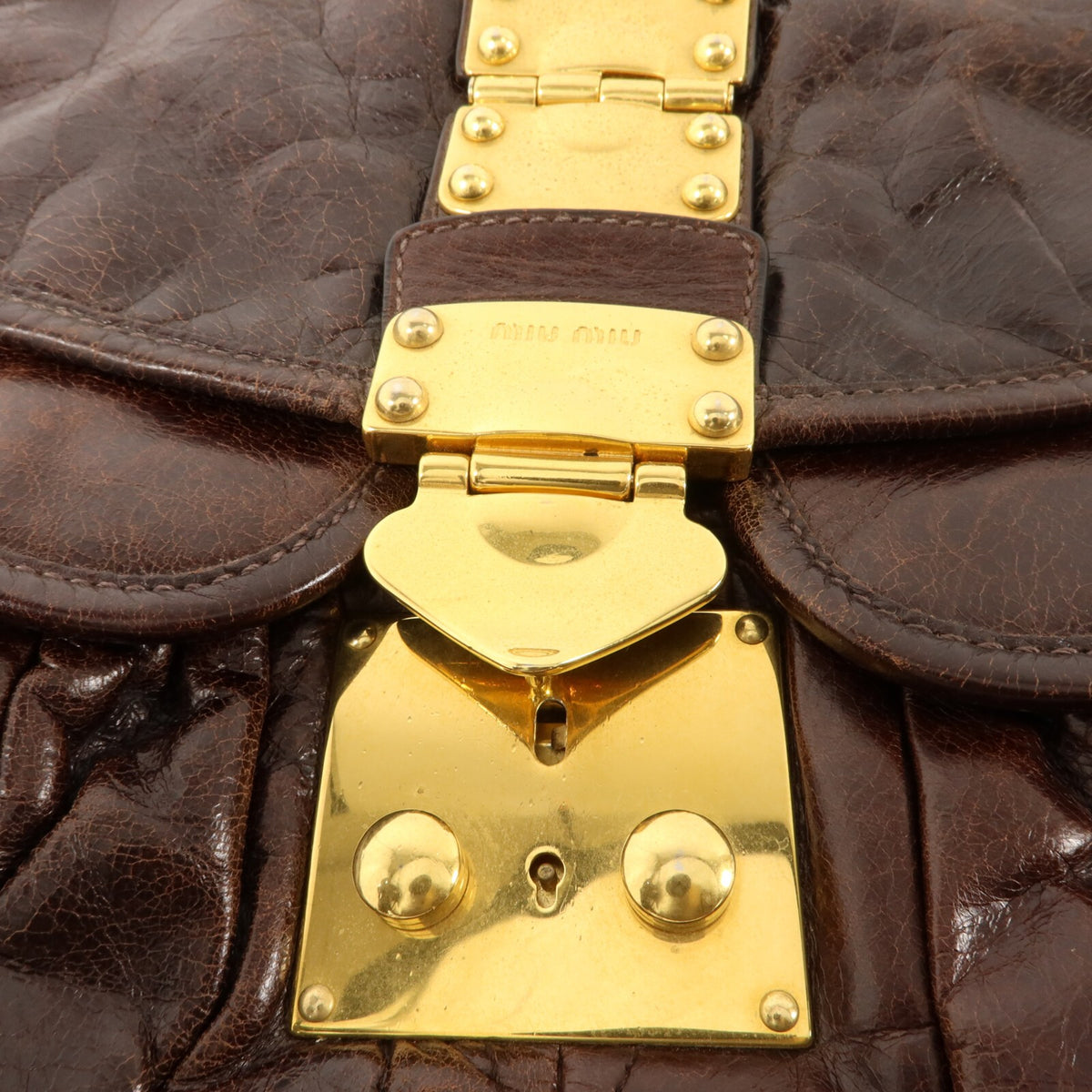 Miu Miu GHW 2 Way Shoulder Bag - Brown, Calfskin Leather