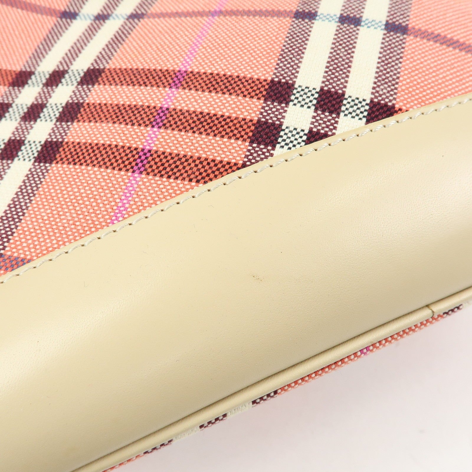 Burberry Shoulder Bag - Pink, Beige, Canvas, Leather