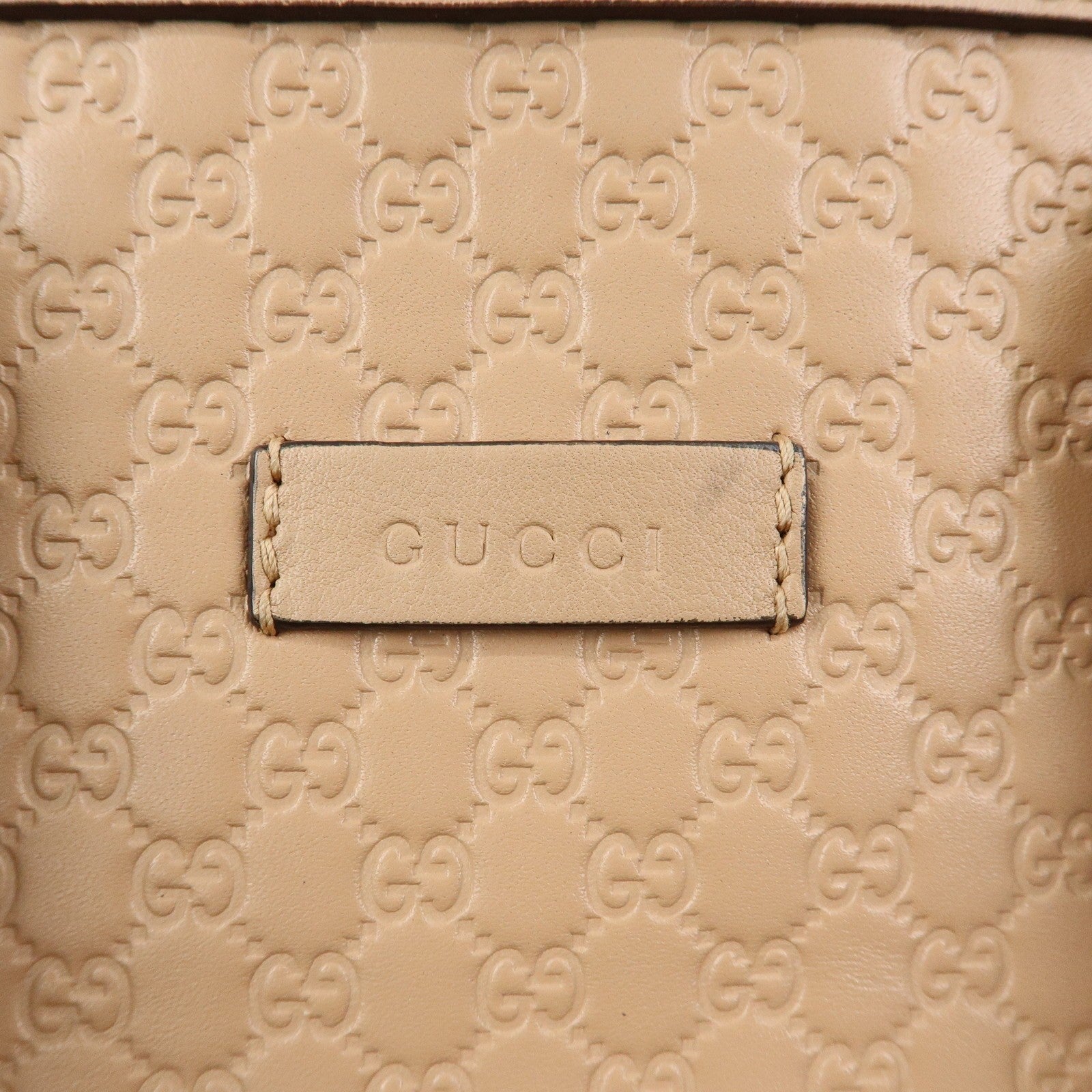 GUCCI Microguccissima Leather Bag Hand Bag Beige