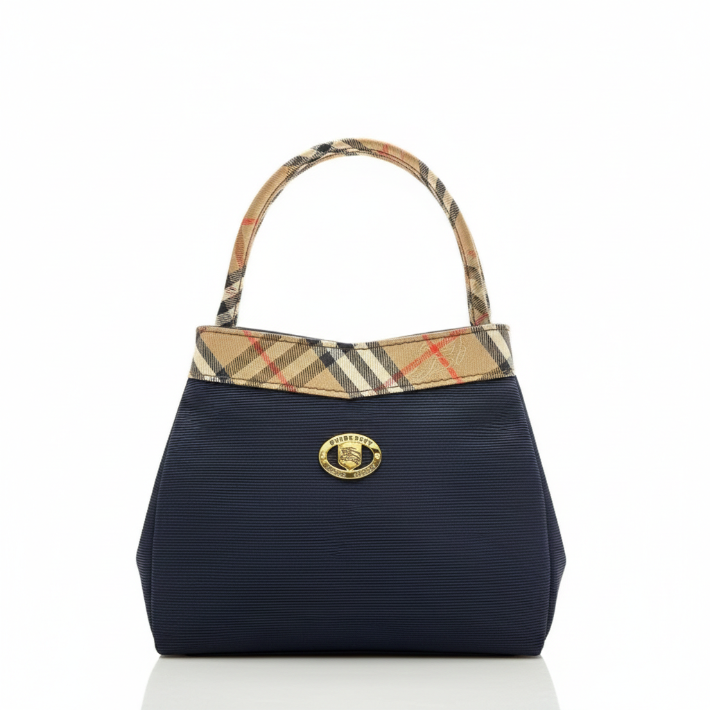 Burberry Mini Handbag- Canvas Nova Check Navy