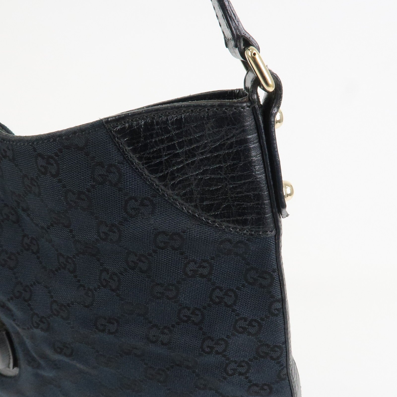 Gucci Horsebit Shoulder Bag - Black, Canvas