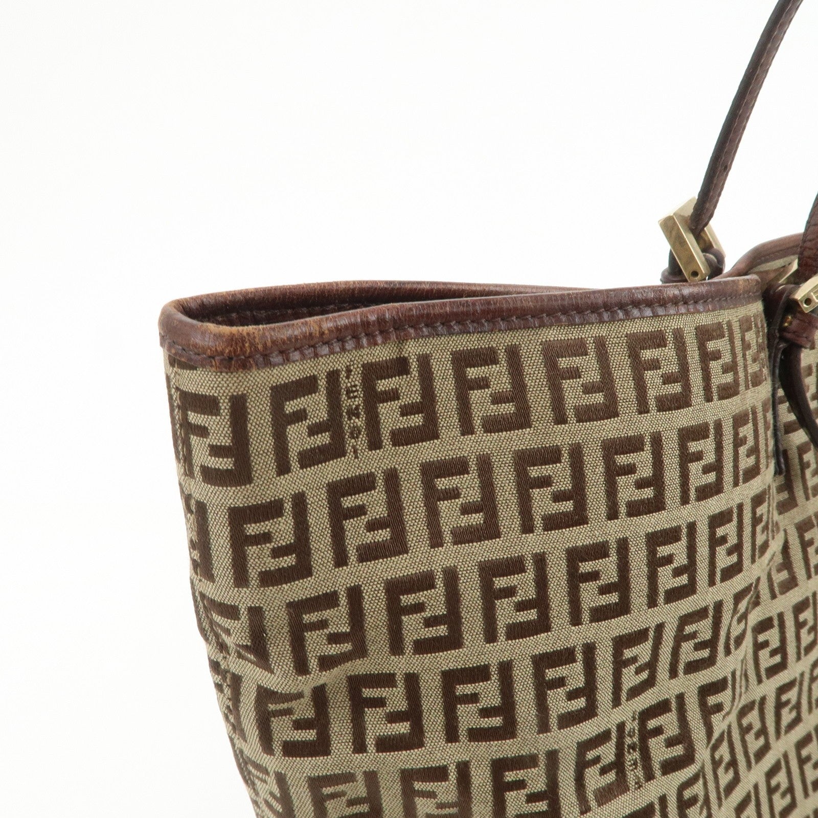 Fendi Tote Shoulder Bag - Beige Brown, Canvas Leather
