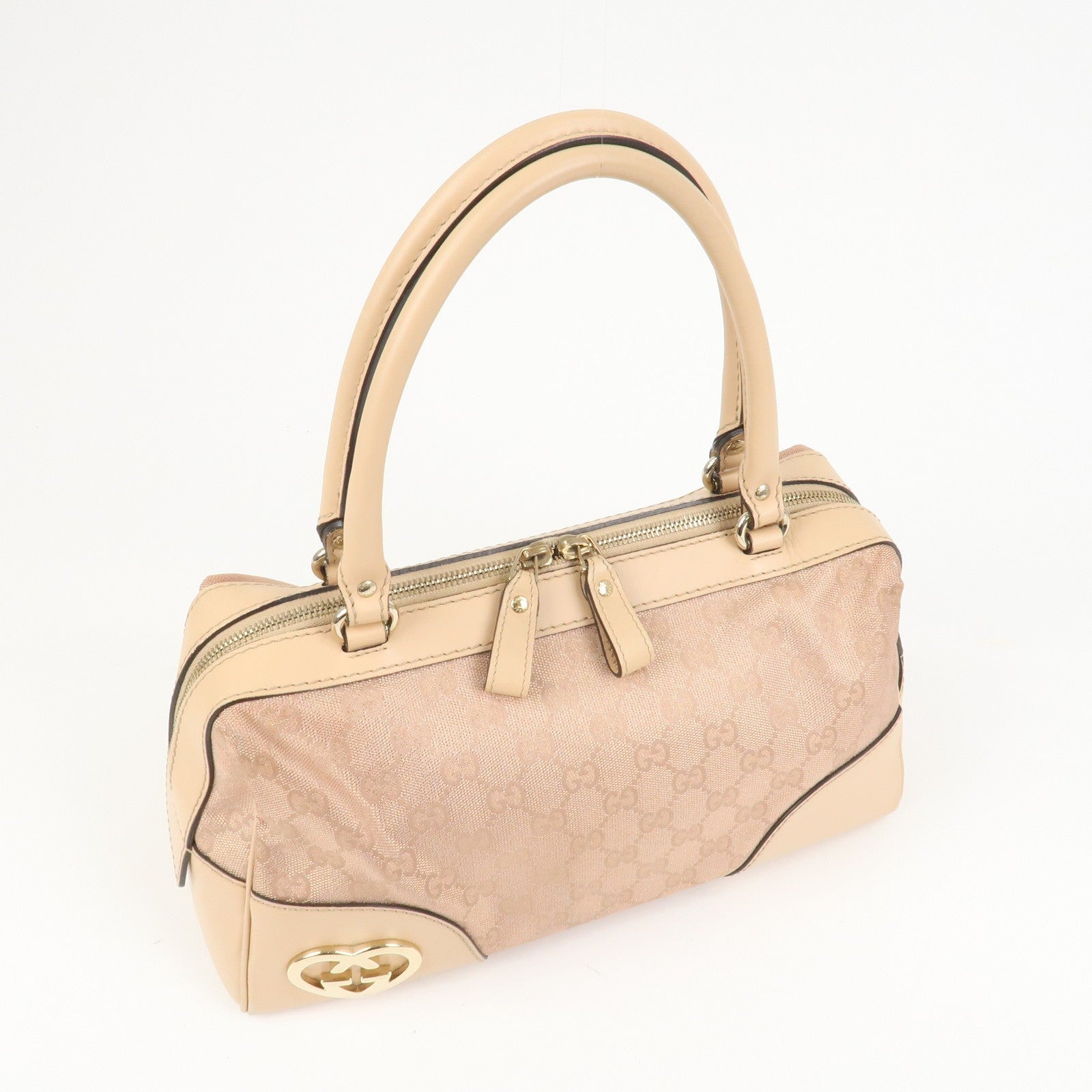 Gucci Lovely Heart GG Monogram Mini Boston Bag - Pink Beige, Canvas