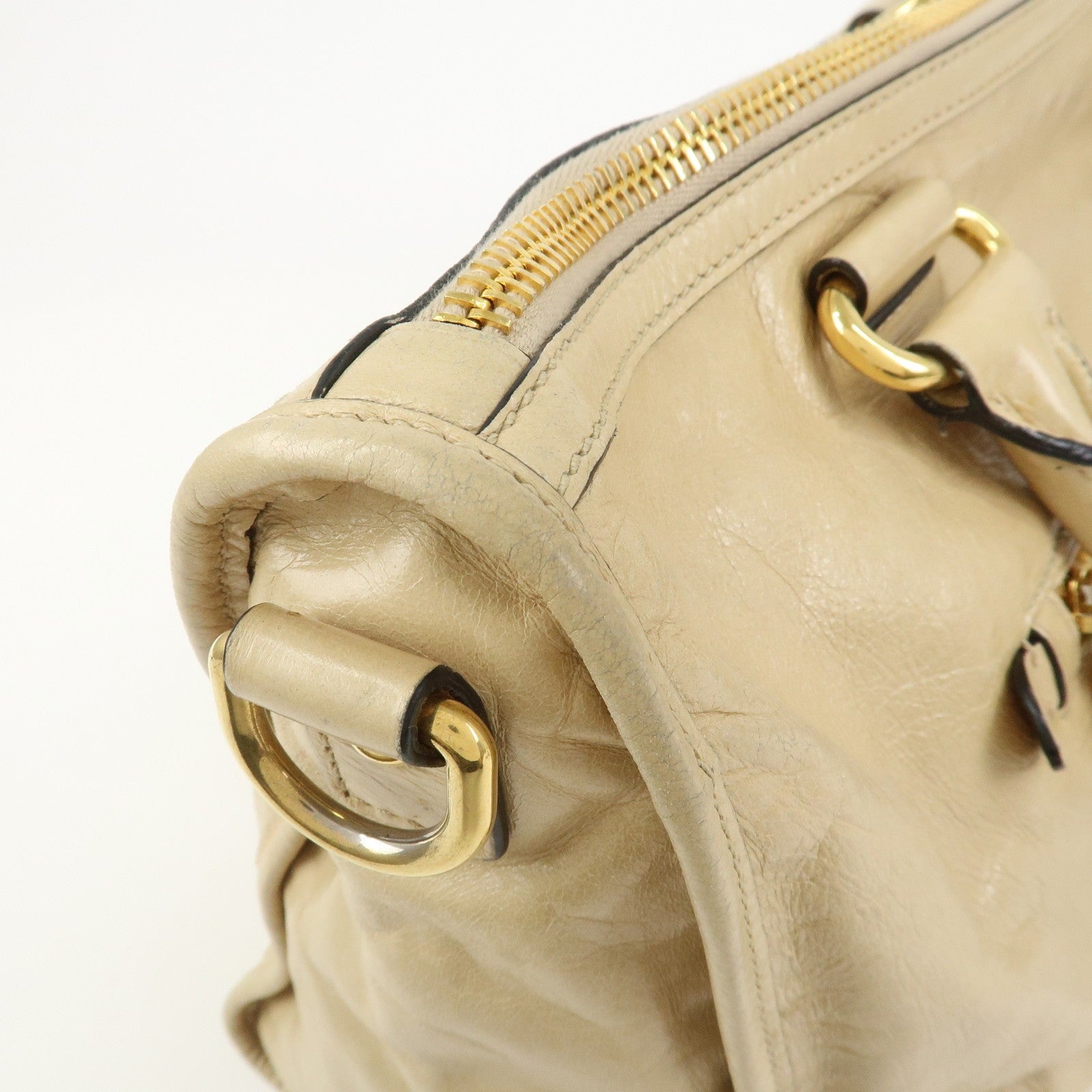 Miu Miu Logo Leather 2Way Bag - Beige, Leather