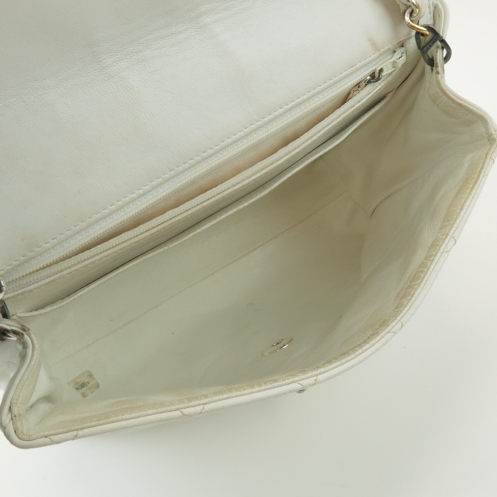 Chanel Matelasse Chain Shoulder Bag - White, Lamb Skin