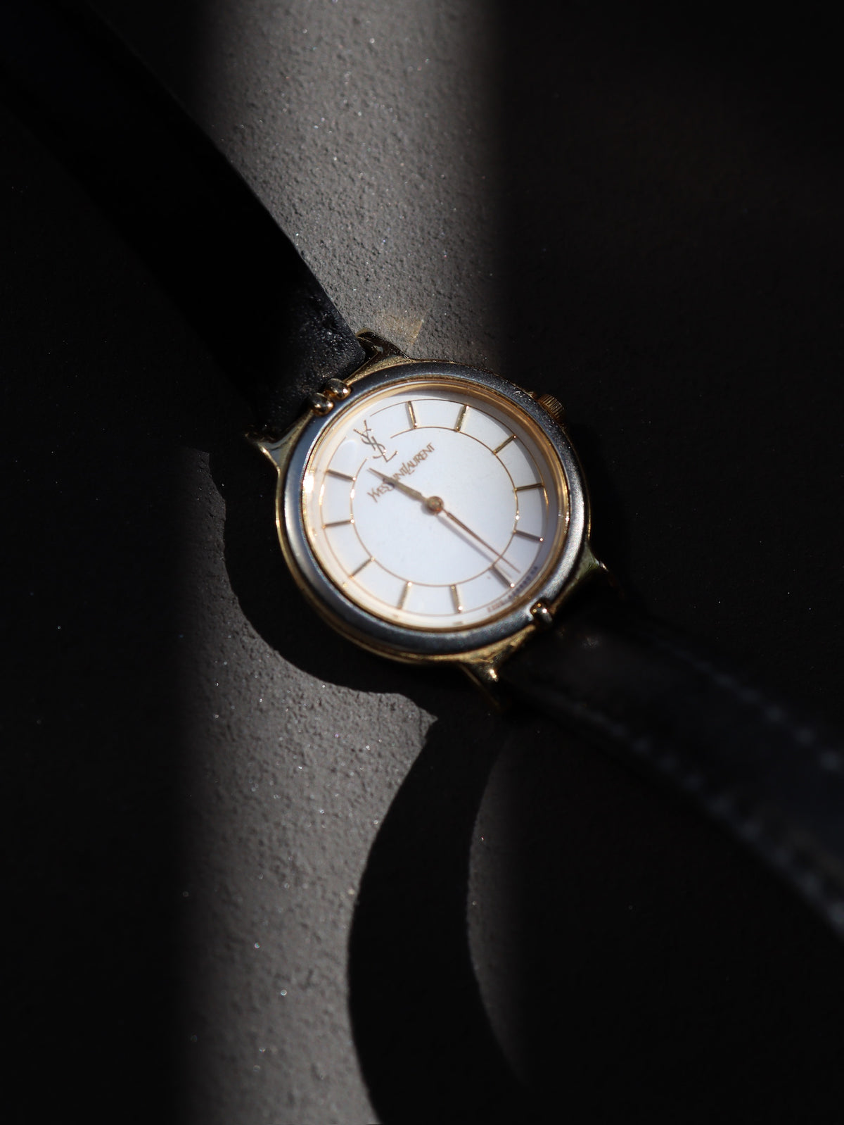 Saint Laurent Yves Champagne Round Watch - Champagne, Leather
