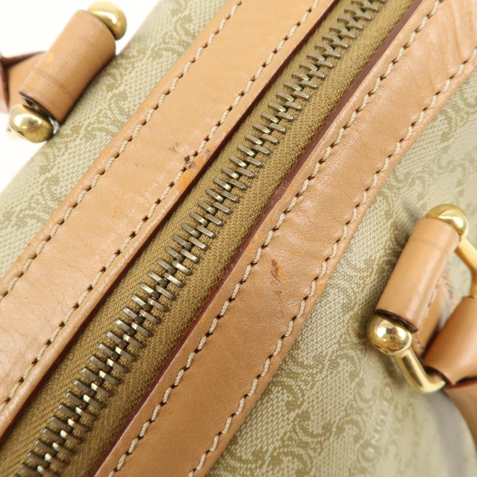 Celine Macadam Logo Boston Hand Bag - Beige, PVC
