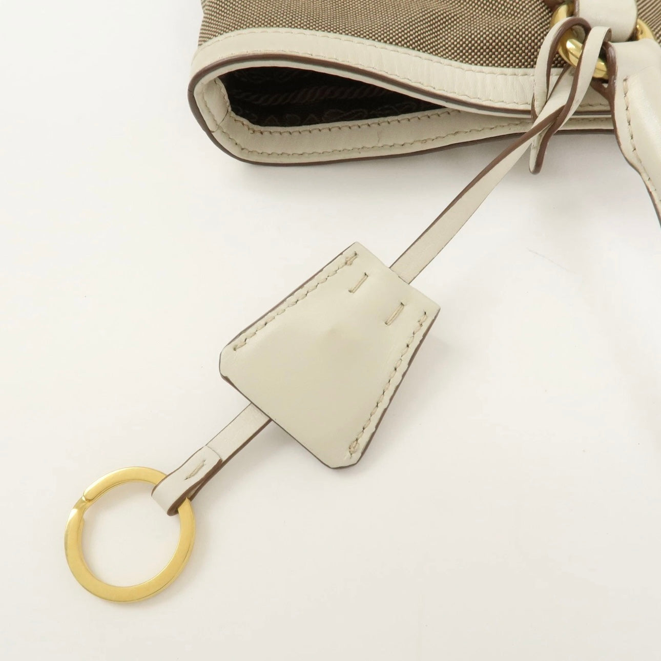 PRADA Jacquard Leather Tote Bag- Beige Ivory