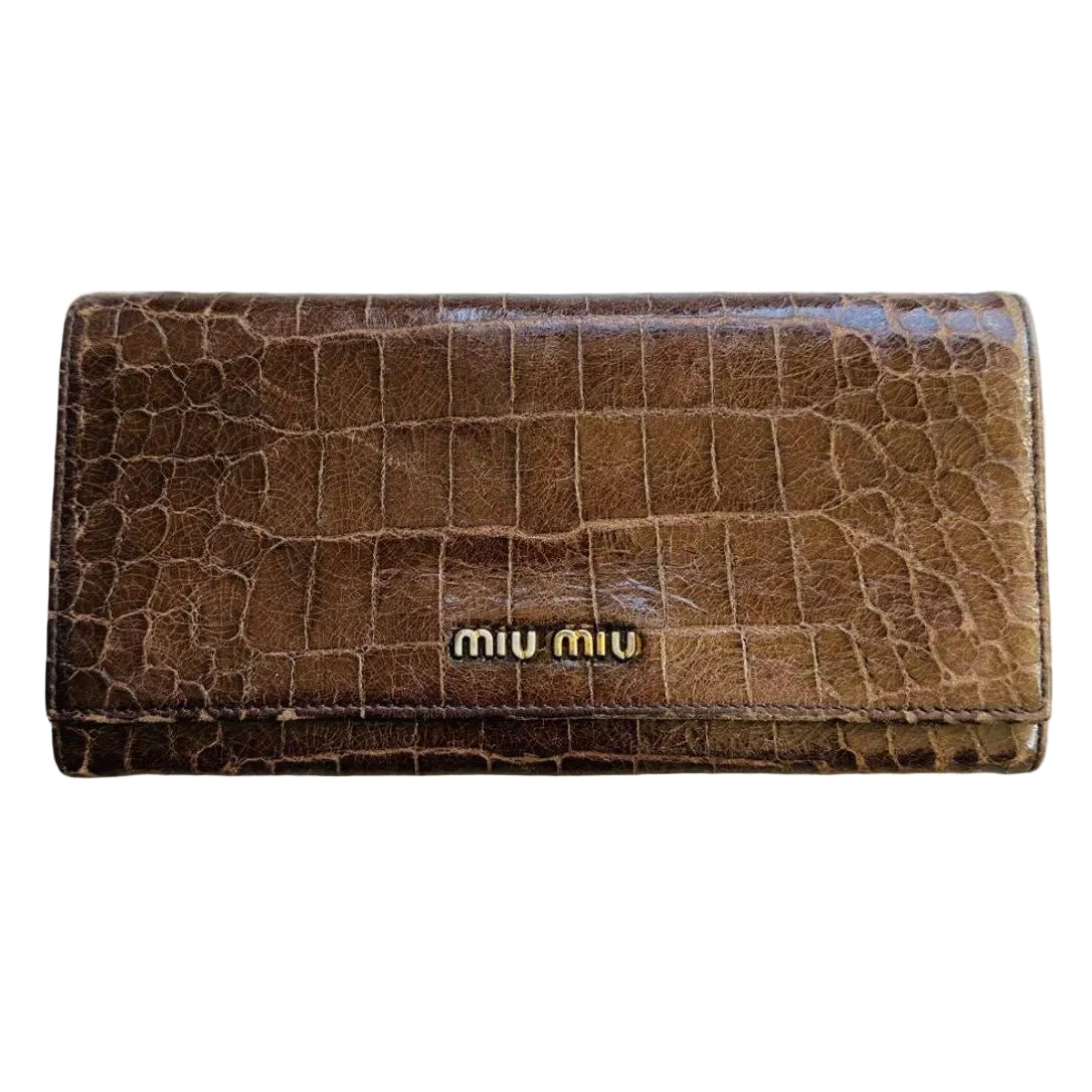 Miu Miu Brown Croco Wallet