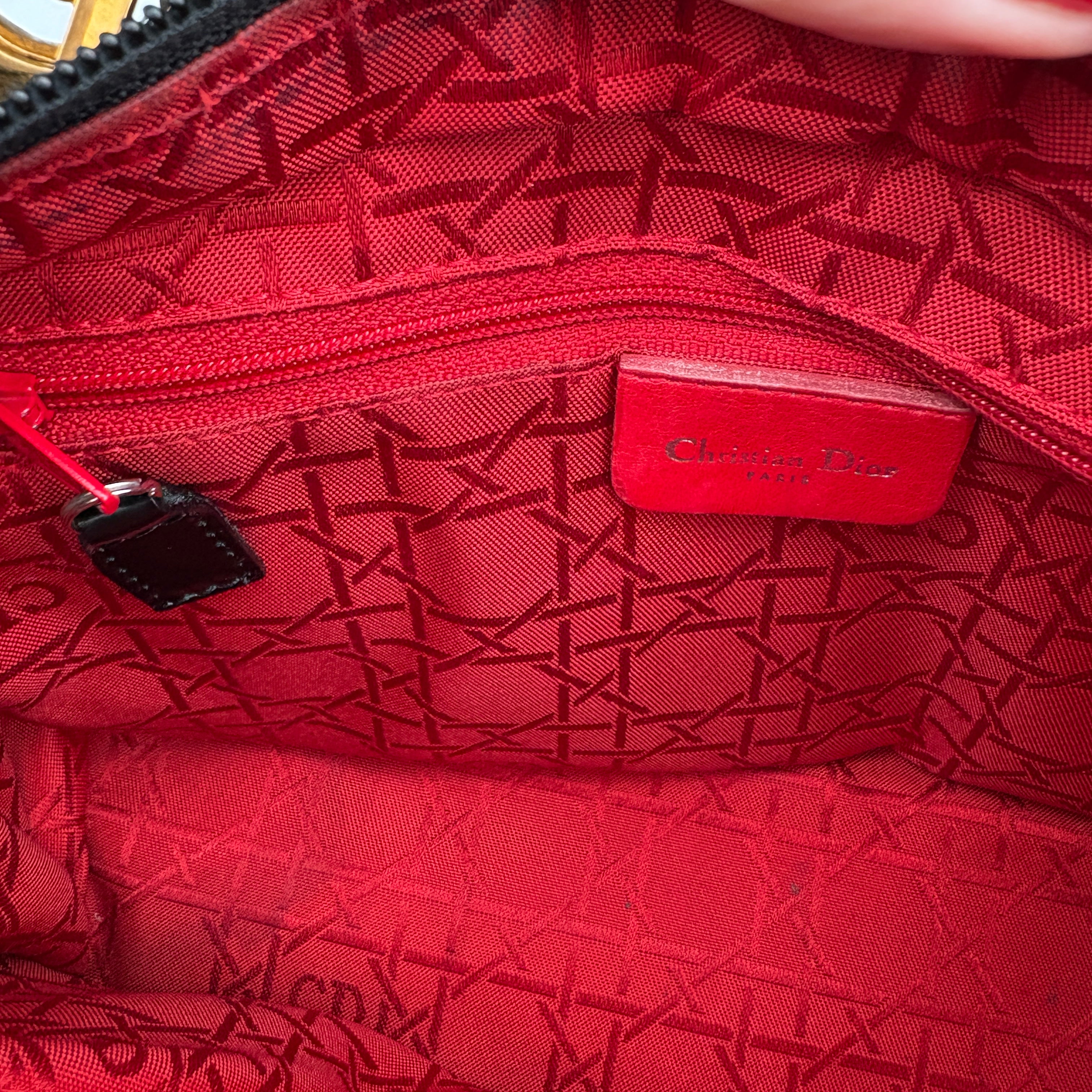 Christian Dior Lady Dior Hand bag Nylon Black