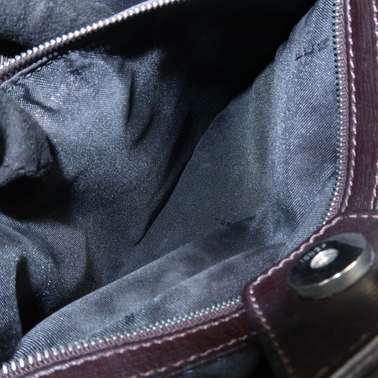 FENDI Canvas Leather Shoulder Bag Hand Bag Zebra Motif