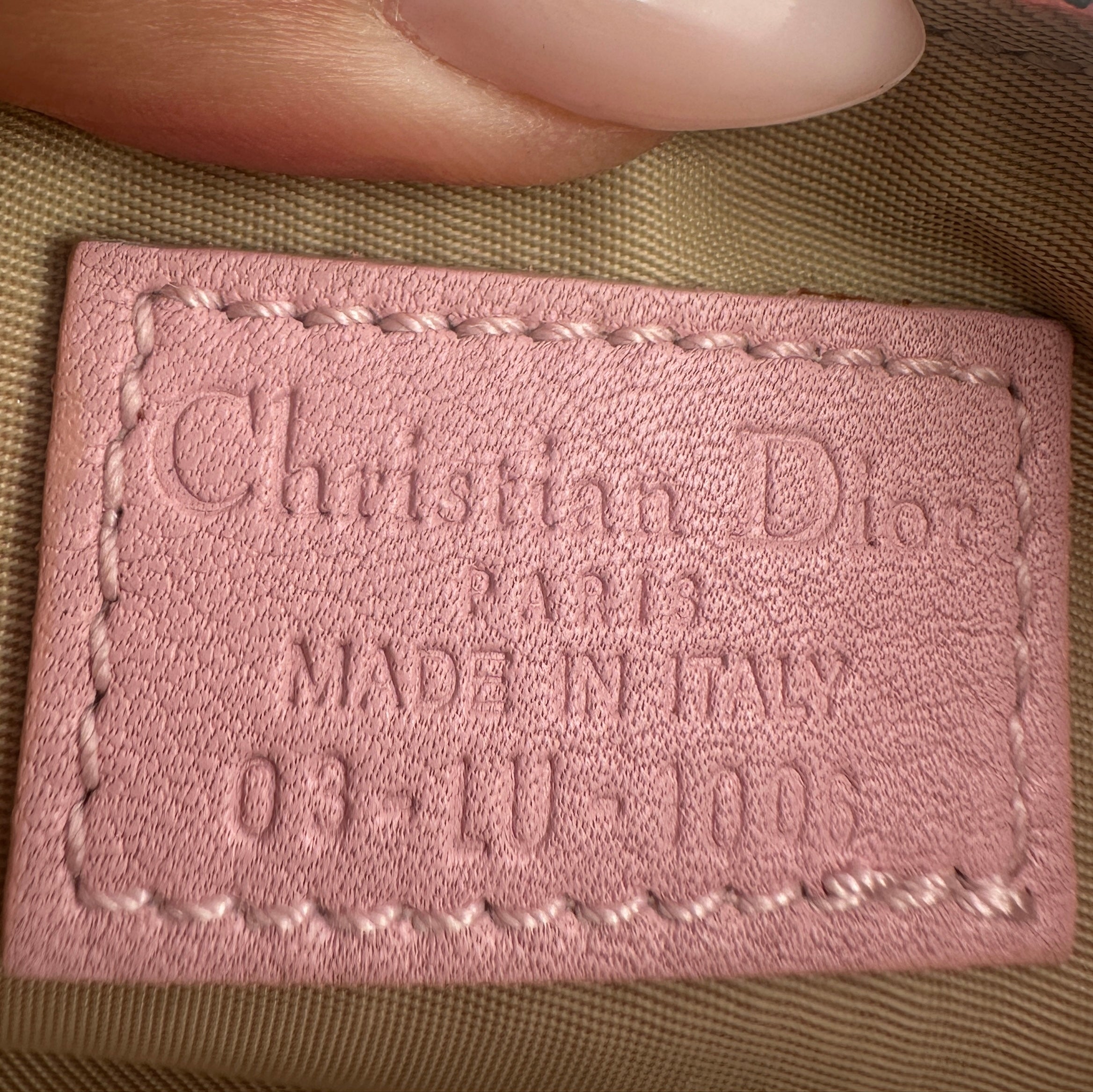 CD Pouch Clutch Oblique Canvas Brown Pink