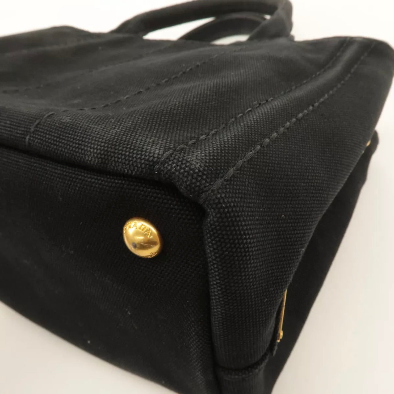 Prada Canapa Mini Canvas Tote Bag Hand Bag Black