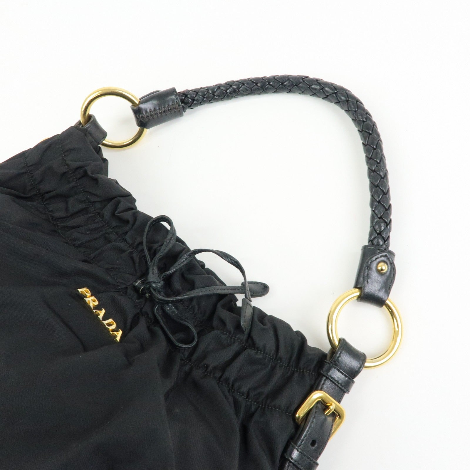 Prada Ribbon Shoulder Bag - Black, Nylon and Leather