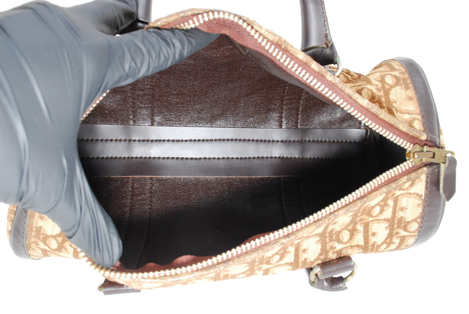 Christian Dior Vintage Trotter Mini Boston Handbag - Brown, Canvas