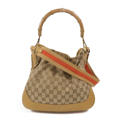 Gucci GG GHW Bamboo 2 Way Shoulder Bag - Beige, Canvas