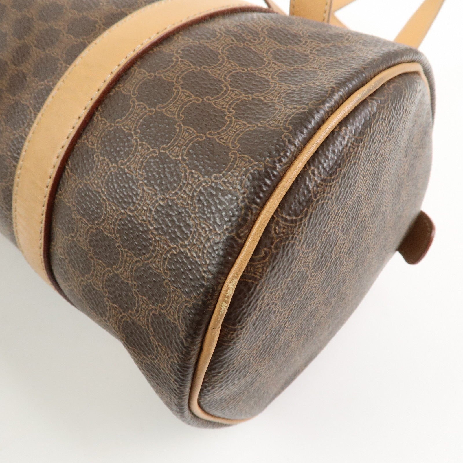 Celine Macadam Canvas Leather Boston Bag - Brown, PVC Coating Canvas, Leather