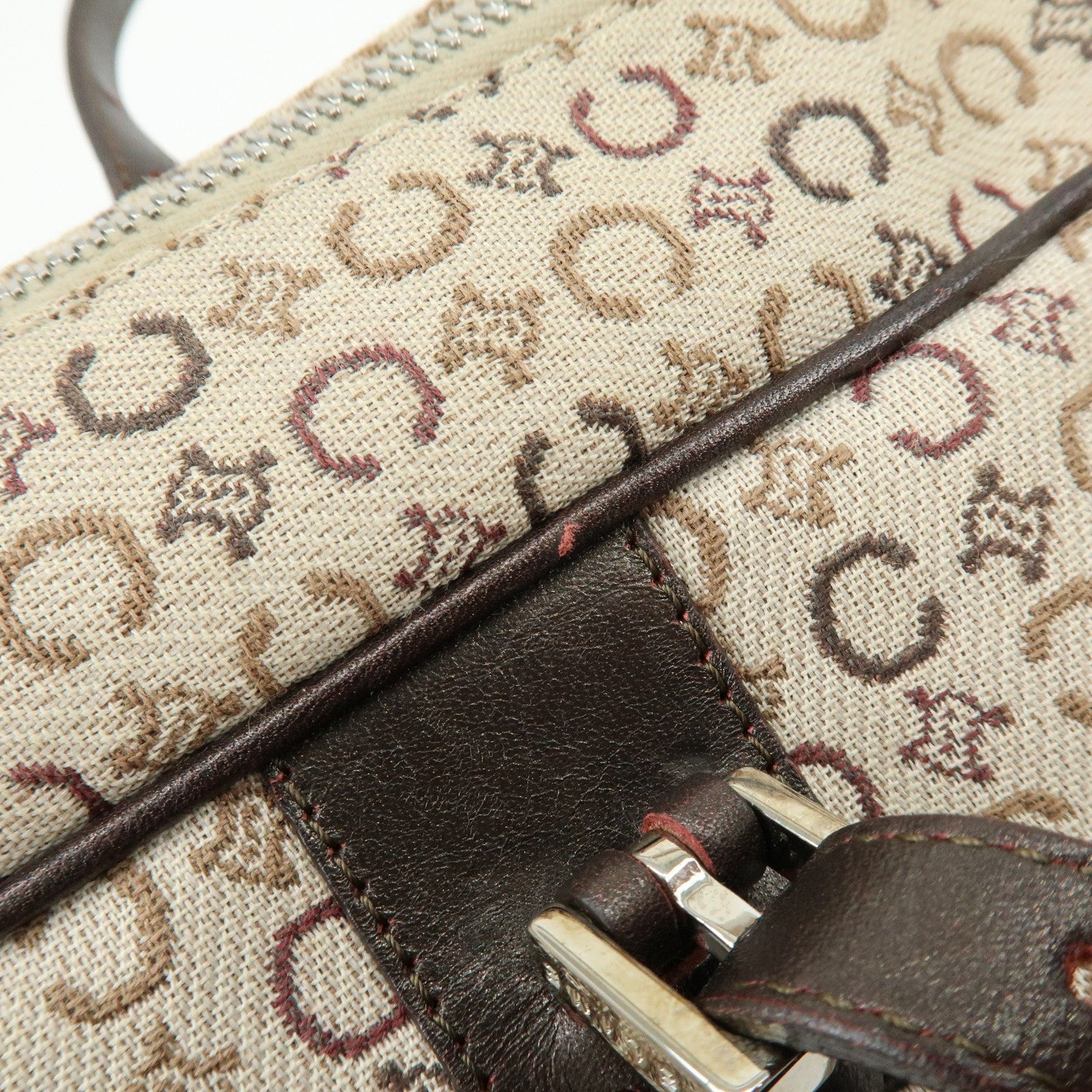 Celine C Macadam Hand Bag - Beige, Canvas and Leather