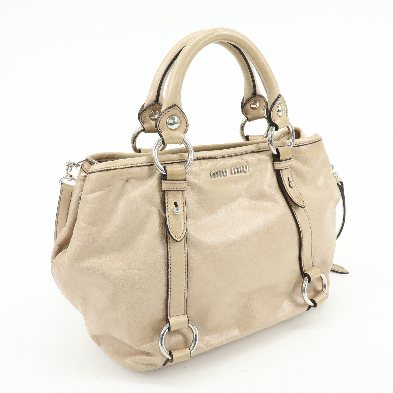 Miu Miu Hand Bag - Beige, Leather