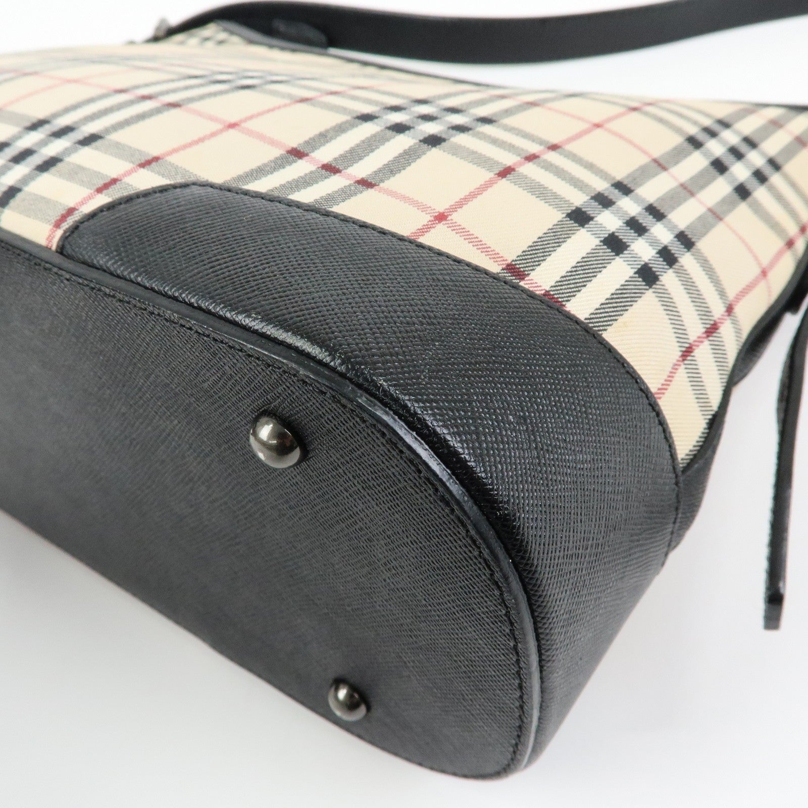 Burberry Nova Plaid Shoulder Bag - Beige, Canvas Leather