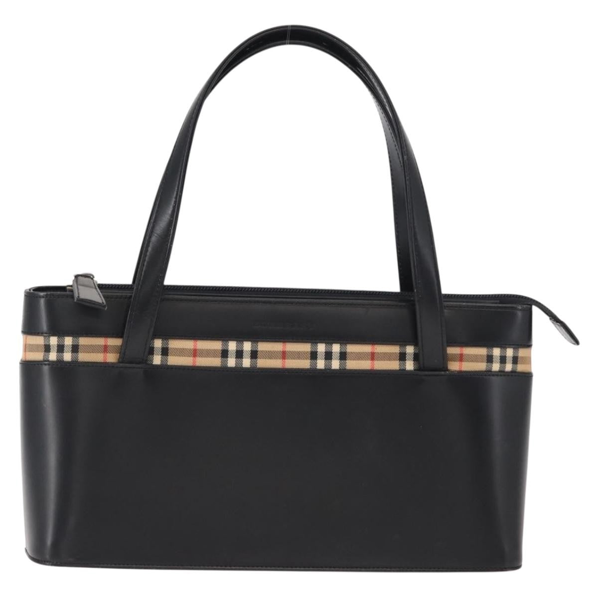 Burberry Nova Check Hand Bag - Black/Silver, Leather