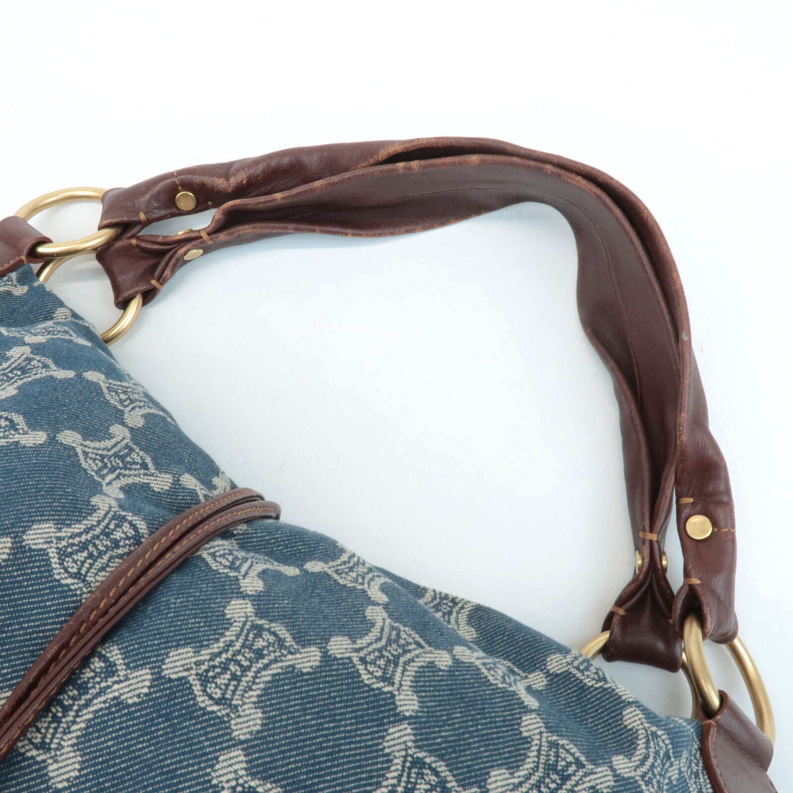 Celine Macadam Denim Leather Bitter Sweet Shoulder Bag - Blue/Brown, Denim/Leather