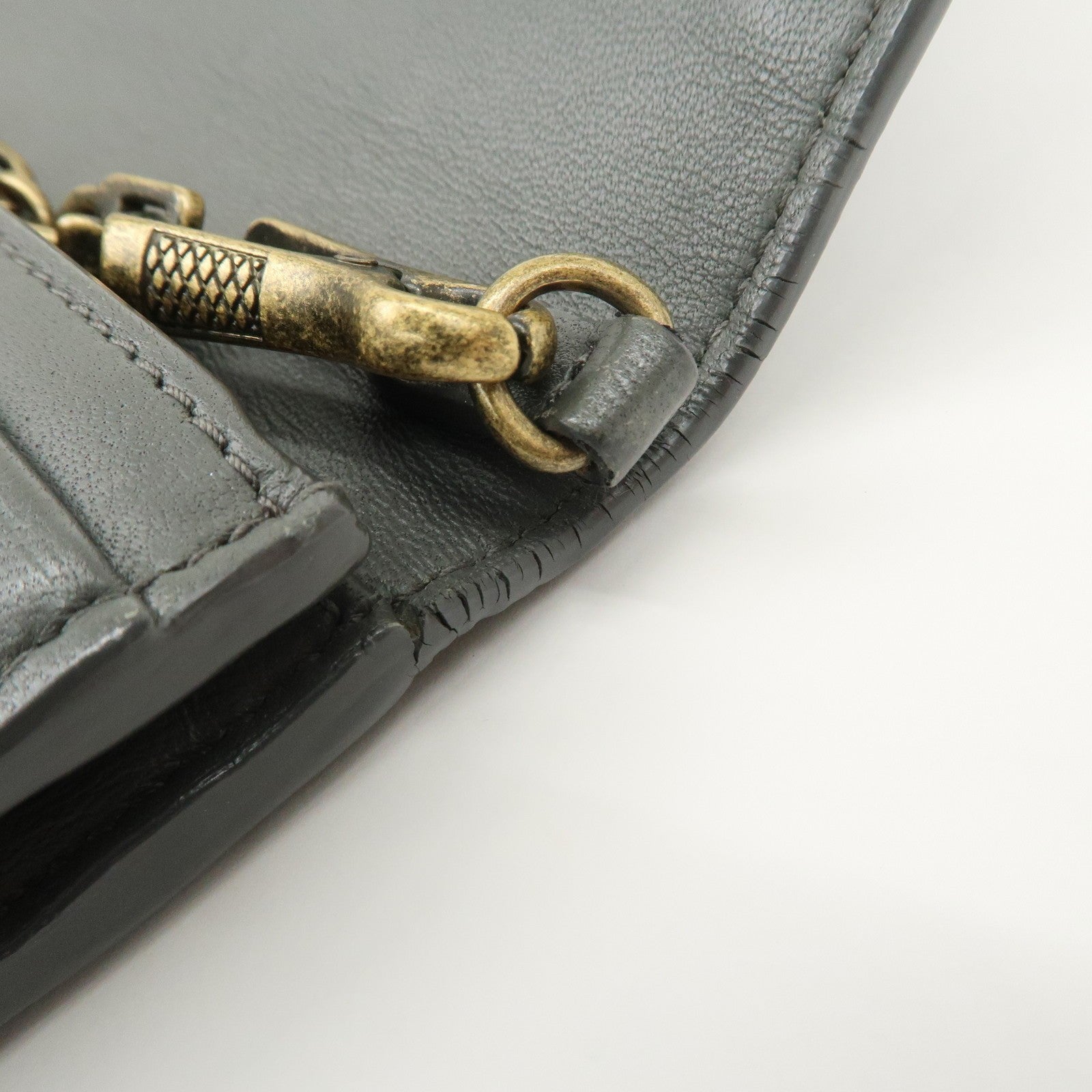 Bottega Veneta Intrecciato Leather Chain Long Wallet - Gray, Leather