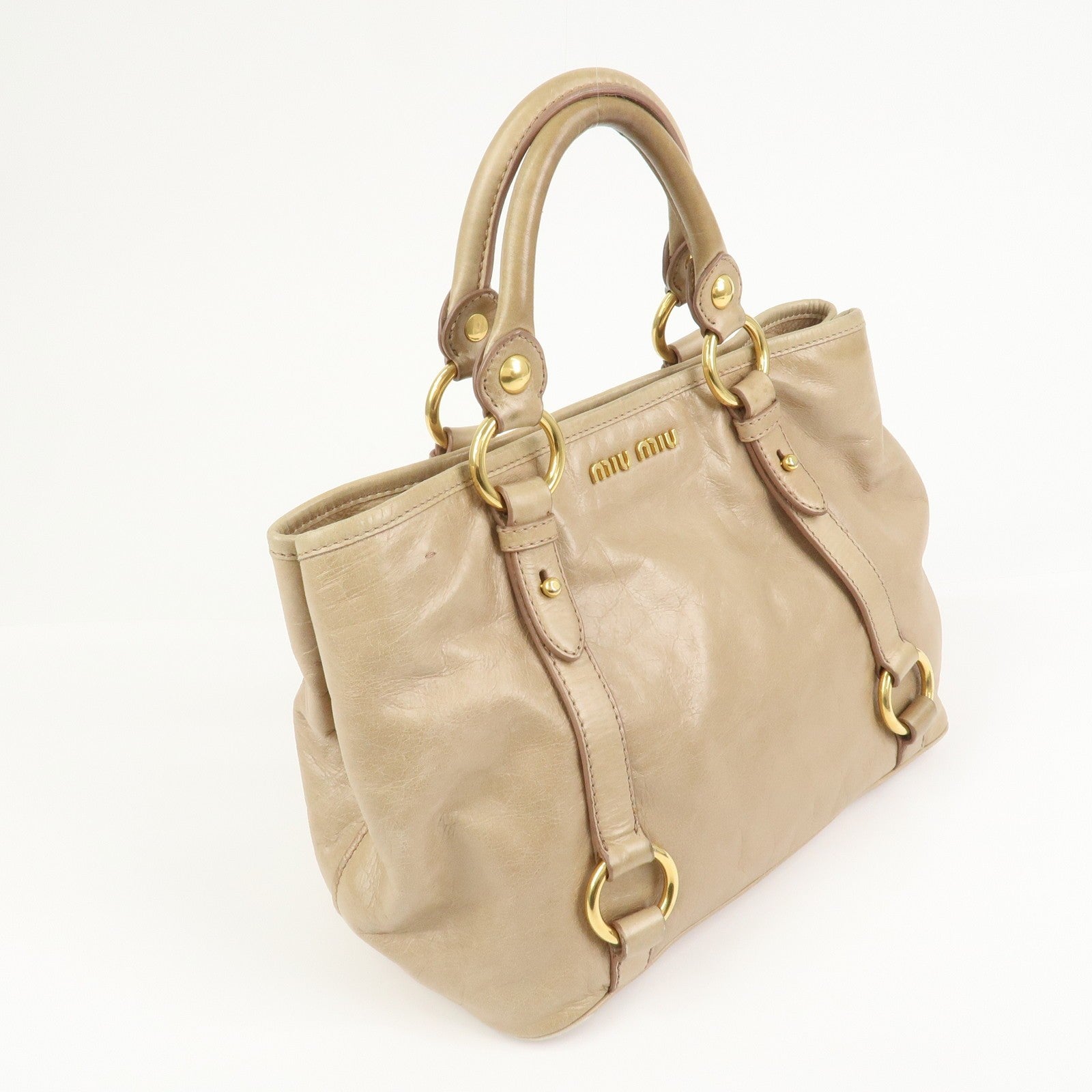 Miu Miu 2Way Hand Bag - Beige, Leather