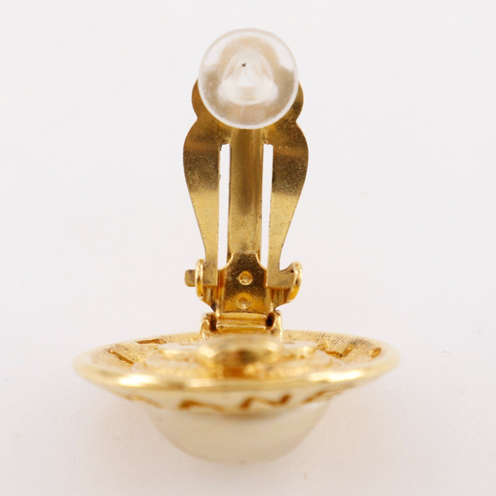 Chanel Round Logo Earring - Gold, Plated Gold/Fake Pearl