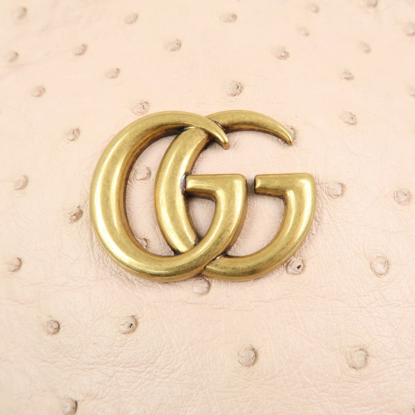 Gucci GG Marmont Mini Bucket Chain Bag - Ivory, Ostrich Leather