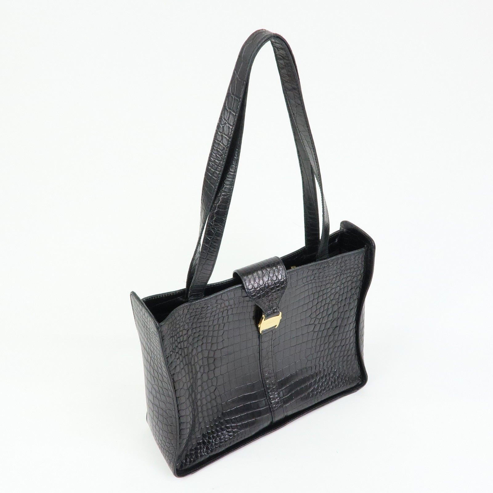Ferragamo Vara Tote Bag - Black, Embossed Leather