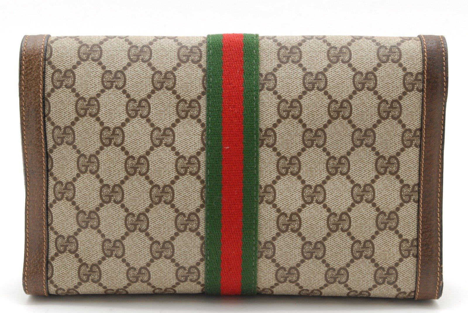 Gucci Sherry Clutch Bag - Beige Brown, PVC Leather