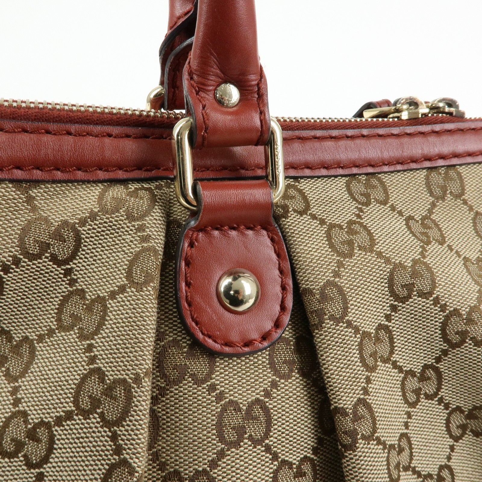 Gucci 2 Way Bag - Beige, Canvas Leather