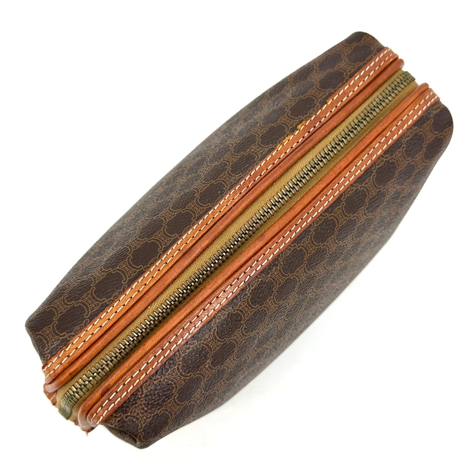 Celine Macadam Cosmetic Pouch - Brown, PVC Leather