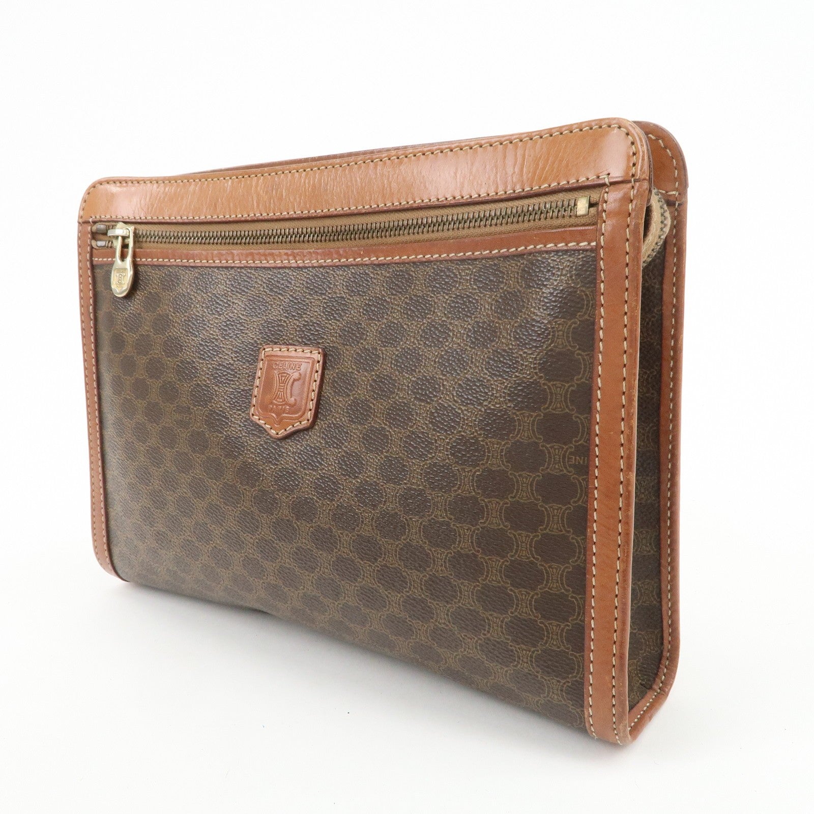 Celine Macadam Clutch Bag - Brown, PVC Coating Canvas, Leather